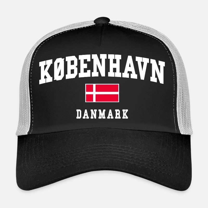 Dänemark Flagge mit kräftiger Schriftbogen - Trucker Cap - Schwarz/Steingrau