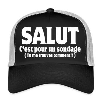 Hallo, hallo, Meinungsforscher, Umfrage - Trucker Cap - Schwarz/Steingrau - Vorne