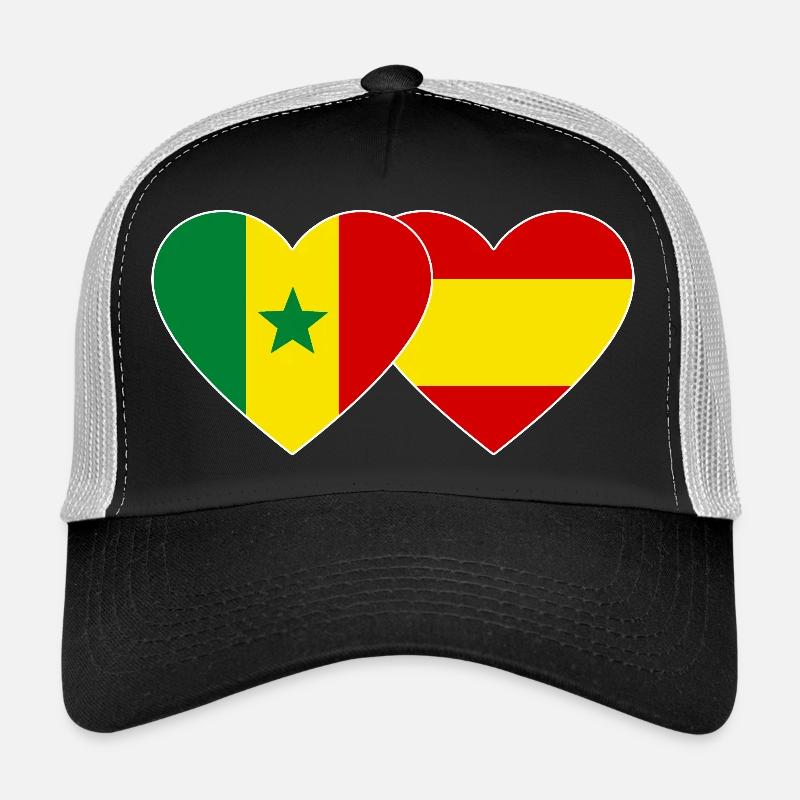 Spanien Senegal Flagge Herz Trucker Cap
