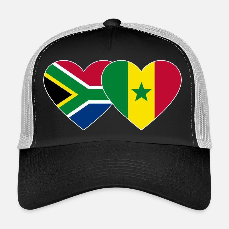 Afrique du Sud Sénégal Drapeau Mains Coeur Forme Casquette trucker 