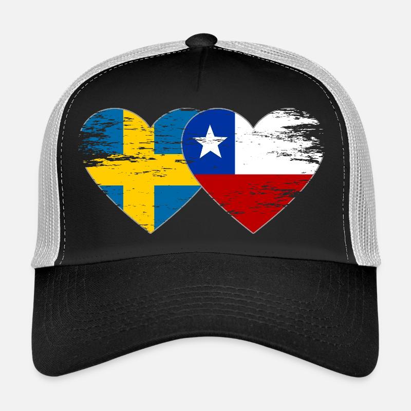 Schweden Chile Flagge Herz used Trucker Cap
