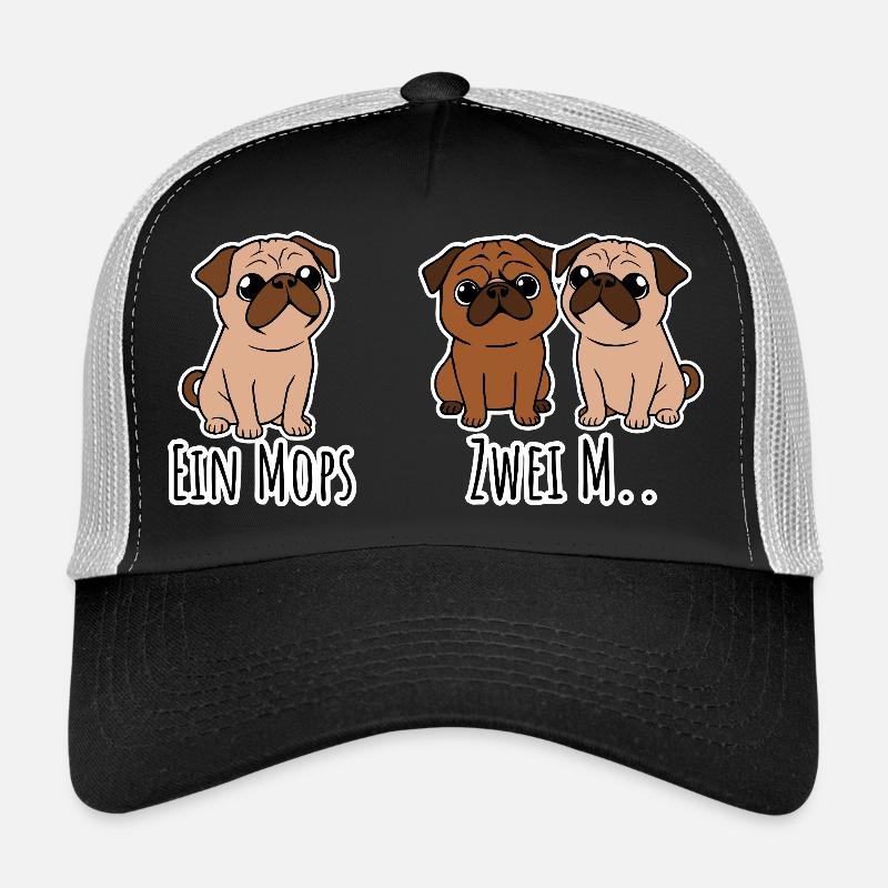 Ein Mops - zwei M? Ja was genau? lustige Hunde! Trucker Cap