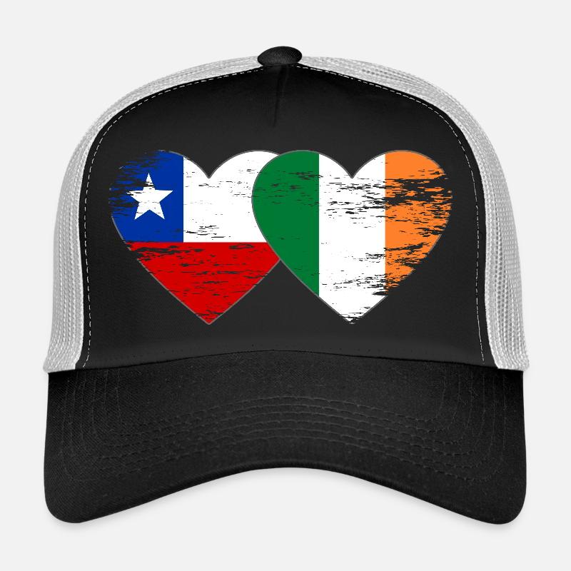 Cœur du drapeau Chili et Irlande utilisé Casquette trucker 