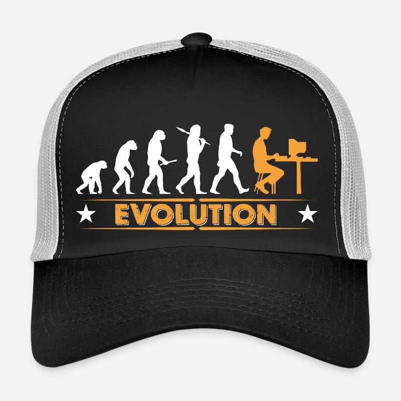 Computer Nerd Evolution - orange/weiss Trucker Cap