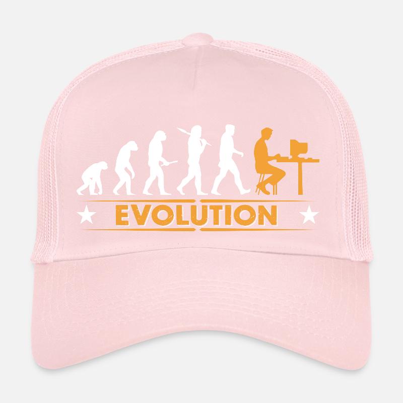 Computer Nerd Evolution - orange/weiss Trucker Cap