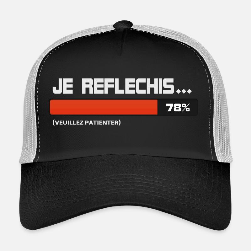 Je reflechis, patientez, please wait (orange|blanc - Casquette trucker - noir/gris pierre