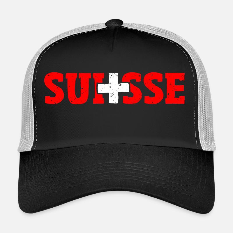Lettrage suisse avec -blanc Casquette trucker 