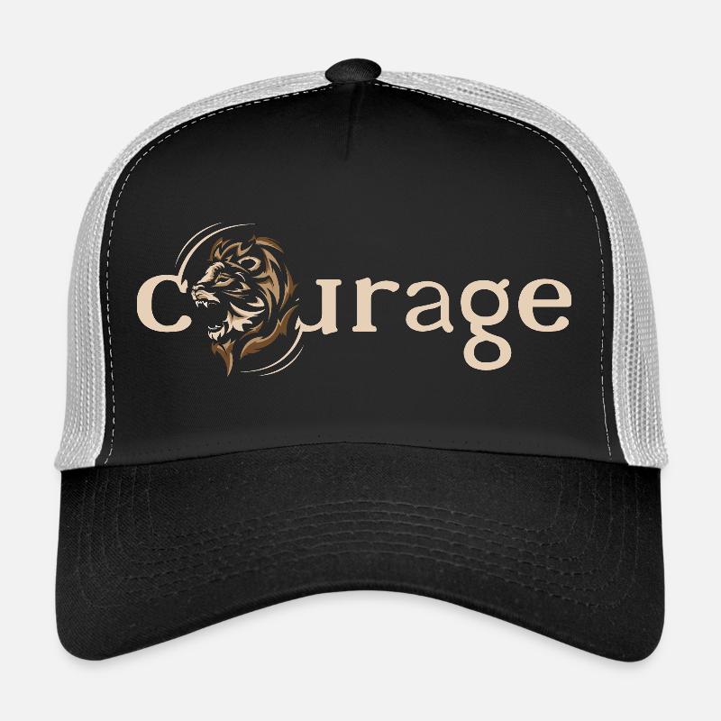 Courage Courage Lion Motivation Force Strength Logo Casquette trucker 