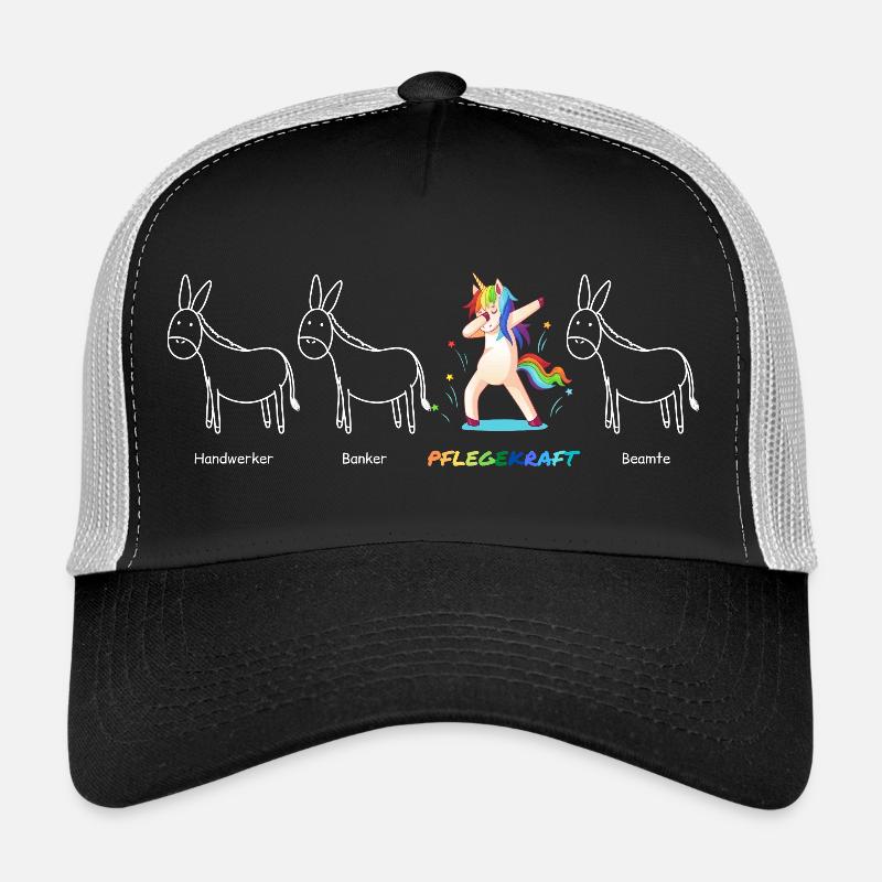 PFLEGEKRAFT Einhorn Beruf Besonders Einzigartig - Trucker Cap - Schwarz/Steingrau