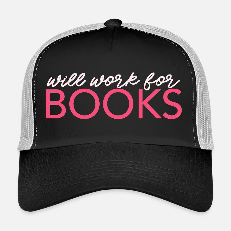 Will Work For Books - Trucker Cap - Schwarz/Steingrau