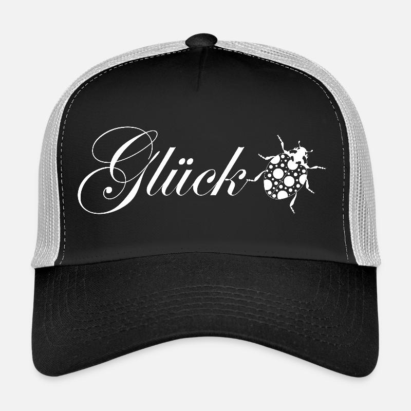 Glück / Marienkäfer / Glücksbringer - Trucker Cap - Schwarz/Steingrau