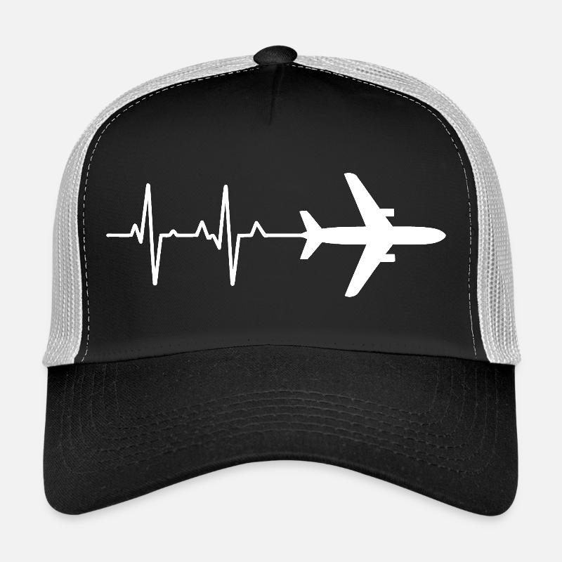 Flugzeug Herzschlag Muster - Trucker Cap - Schwarz/Steingrau