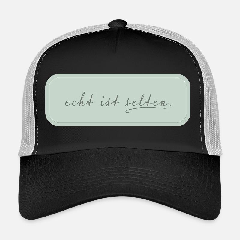 echt ist selten – minimalistische Typografie - Trucker Cap - Schwarz/Steingrau