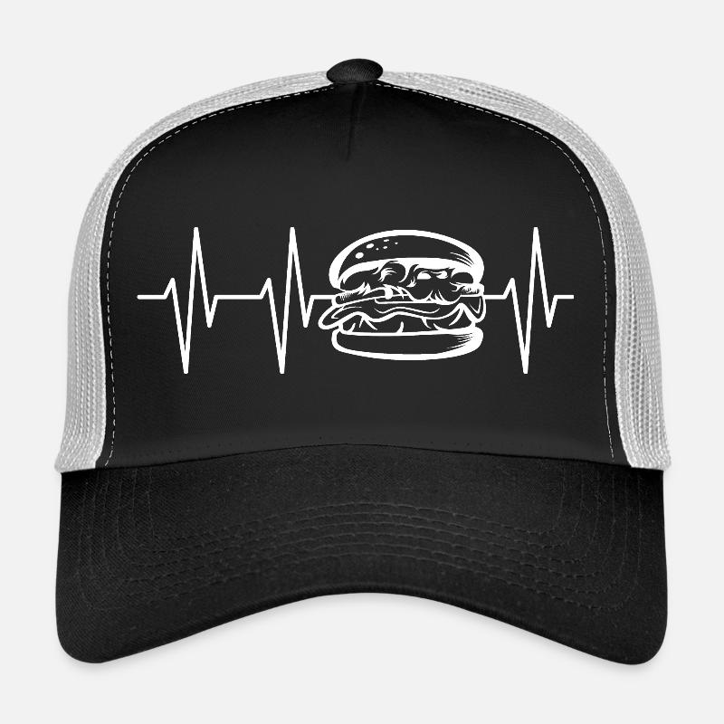Icône Burger Heartbeat Pulse Icône Logo de restauration rapide Casquette trucker 