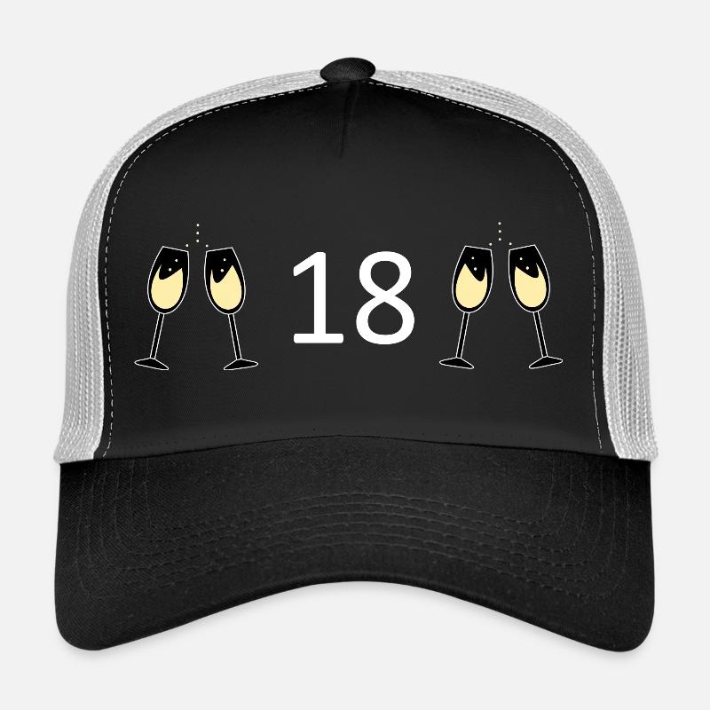 18e anniversaire 18 ans 18 Numéro 18 Blanc Casquette trucker 