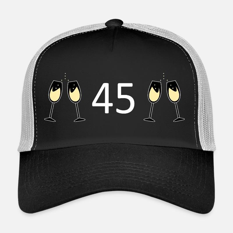 45e anniversaire 45e anniversaire 45 numéro 45 blanc Casquette trucker 