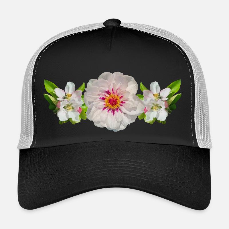 3 Fleurs Fleurs Paeonie Rose Fleur Band Casquette trucker 