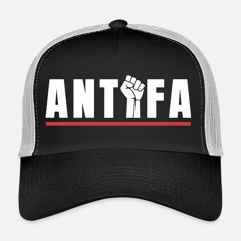Protestation antifa, déclaration antifasciste - Casquette trucker  - noir/gris pierre