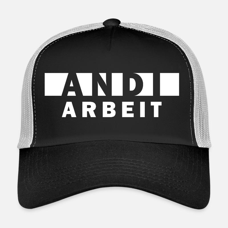 Andi Arbeit – Lustiger Namensspruch Andreas Andrea - Trucker Cap - Schwarz/Steingrau