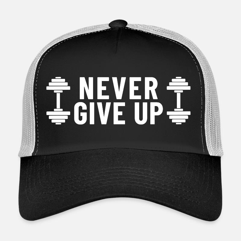 Never Give Up Hanteln Gym Trucker Cap