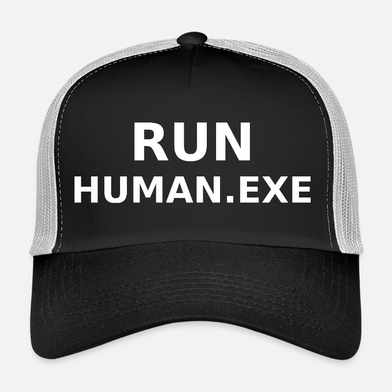 Publiez Human.exe affiche en noir et blanc sur Cyber Casquette trucker 