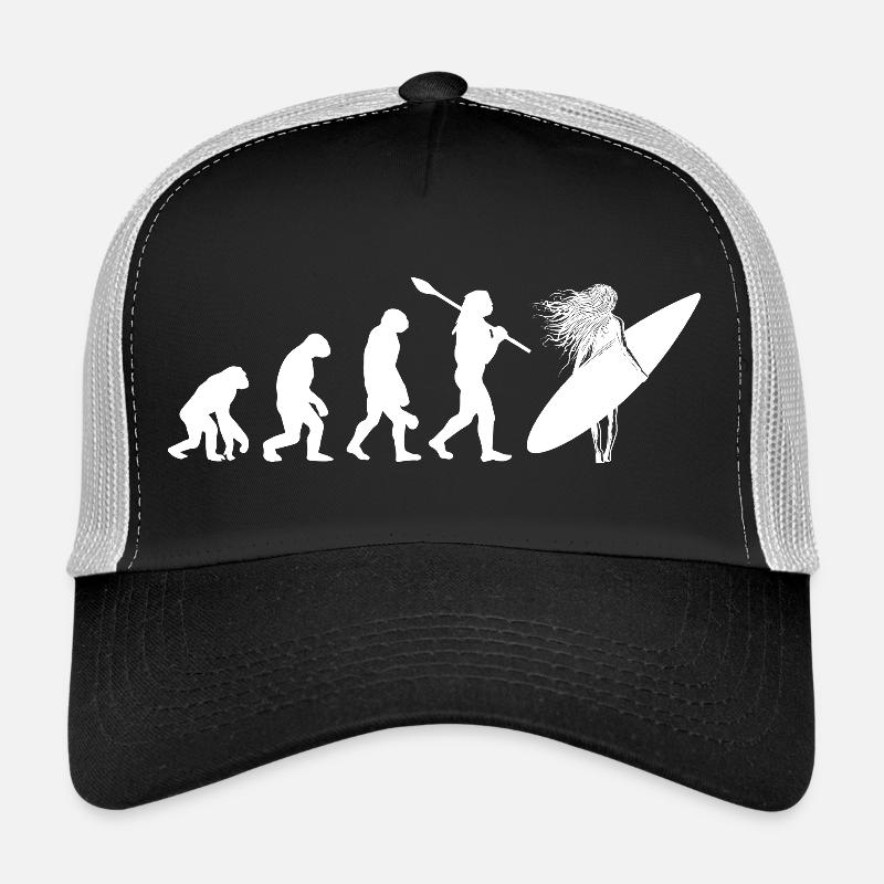 Surfing Evolution Female Surfer Silhouette Art Trucker Cap