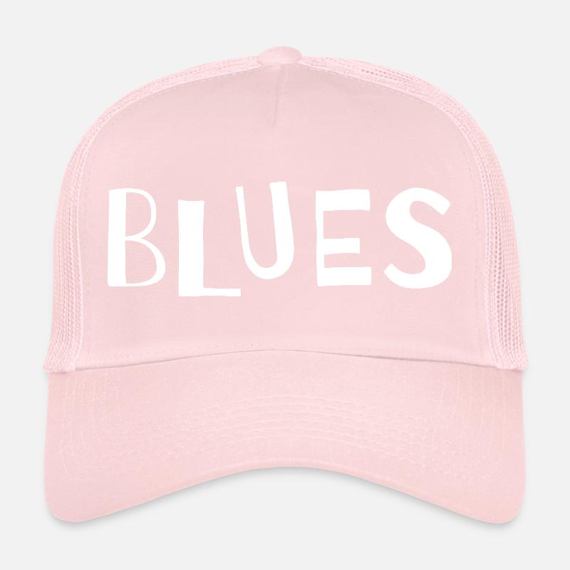 Distressed Blues Typography Trucker Cap