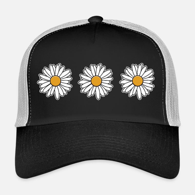 Daisies motif for spring mood - Trucker Cap - black/stone grey