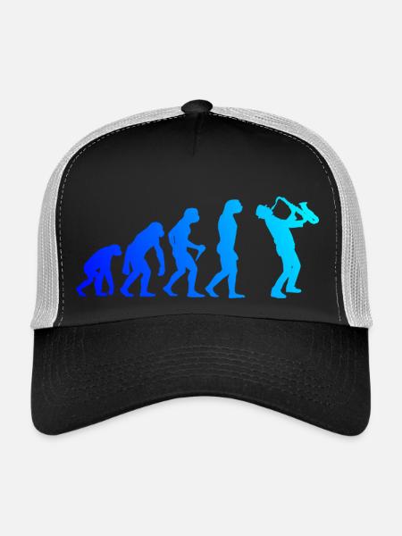Saxophone Evolution Saxophoniste Sax Men Boys - Casquette trucker  - noir/gris pierre - Devant
