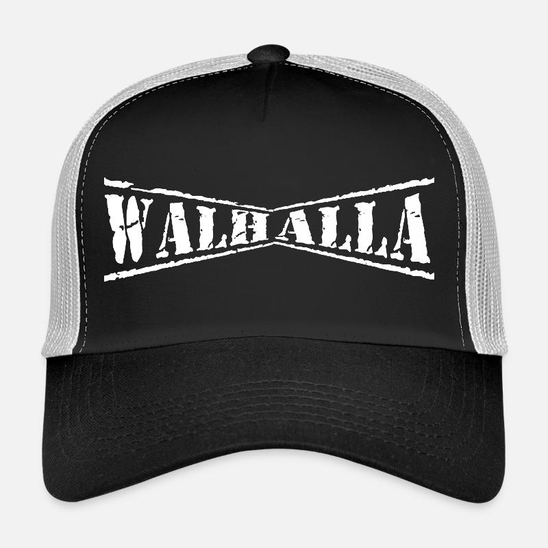 walhalla odin thor wikinger viking sticker shirt - Trucker Cap - Schwarz/Steingrau