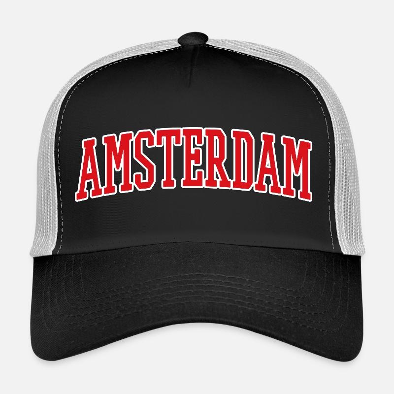 Amsterdam Lettering Red White Design Trucker Cap