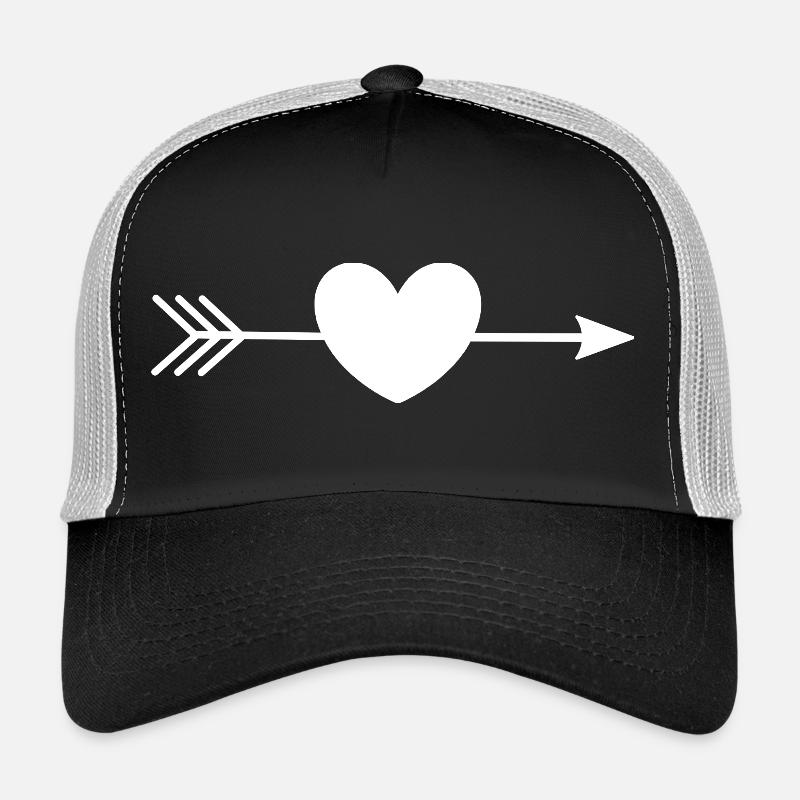 Cœur blanc blanc avec flèche Casquette trucker 
