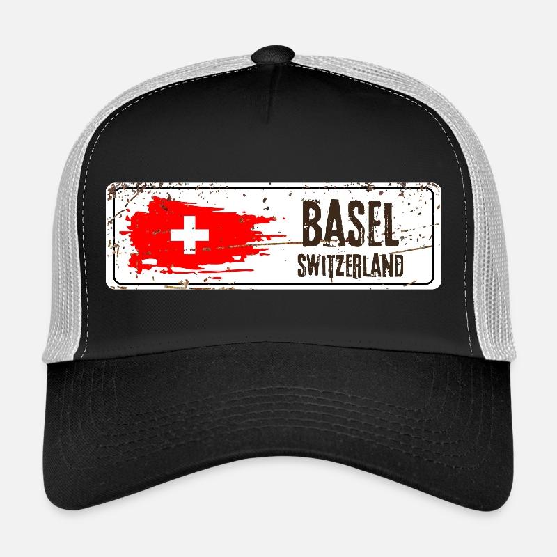 Basel Switzerland Flag - Trucker Cap - black/stone grey