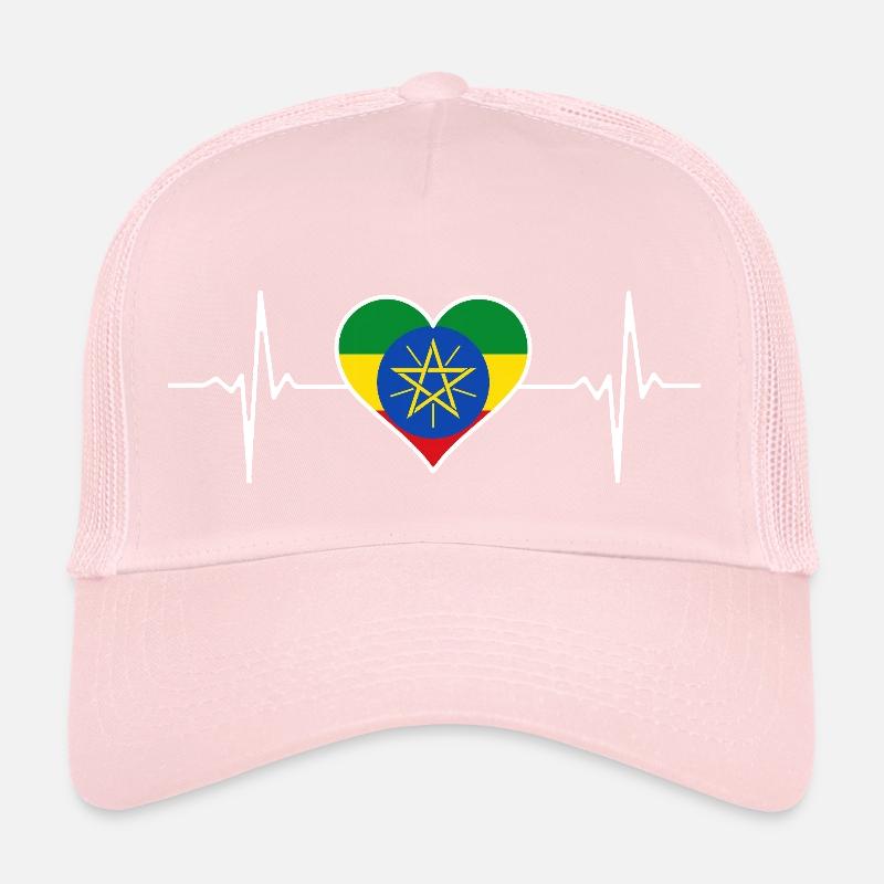 Battement de cœur du drapeau de l’Éthiopie Casquette trucker 