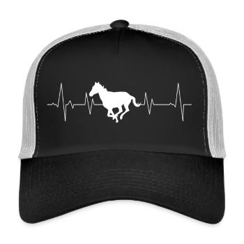 Horse heartline white - Trucker Cap - black/stone grey - Front