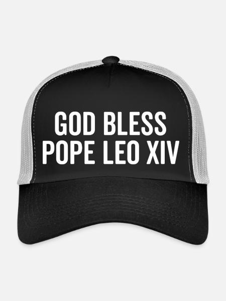 Que Dieu bénisse le pape Léon XIV - Casquette trucker  - noir/gris pierre - Devant