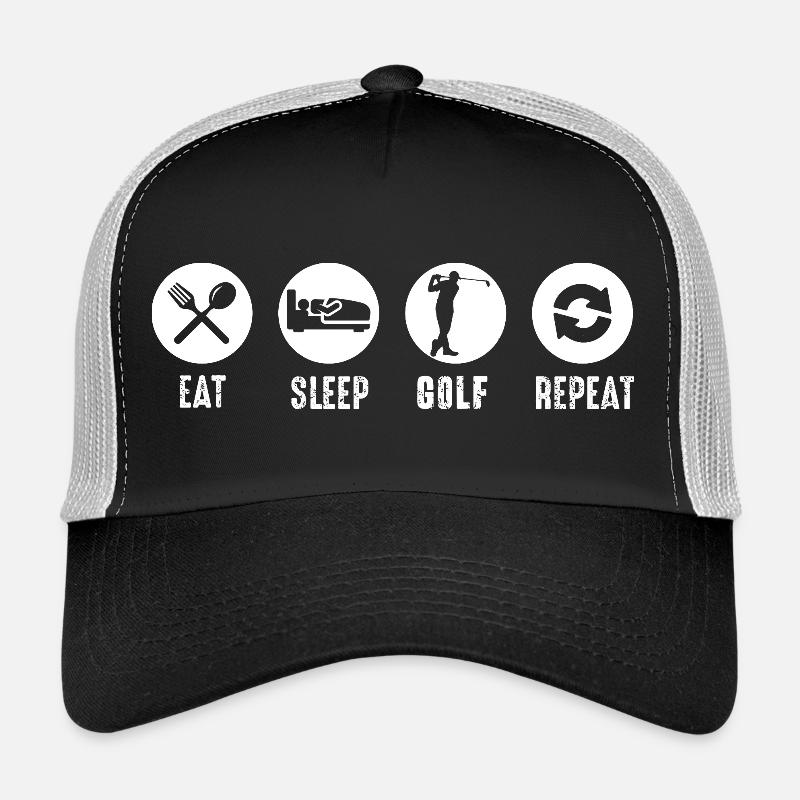 Manger, dormir, golfer, répéter la routine quotidienne pour les joueurs Casquette trucker 