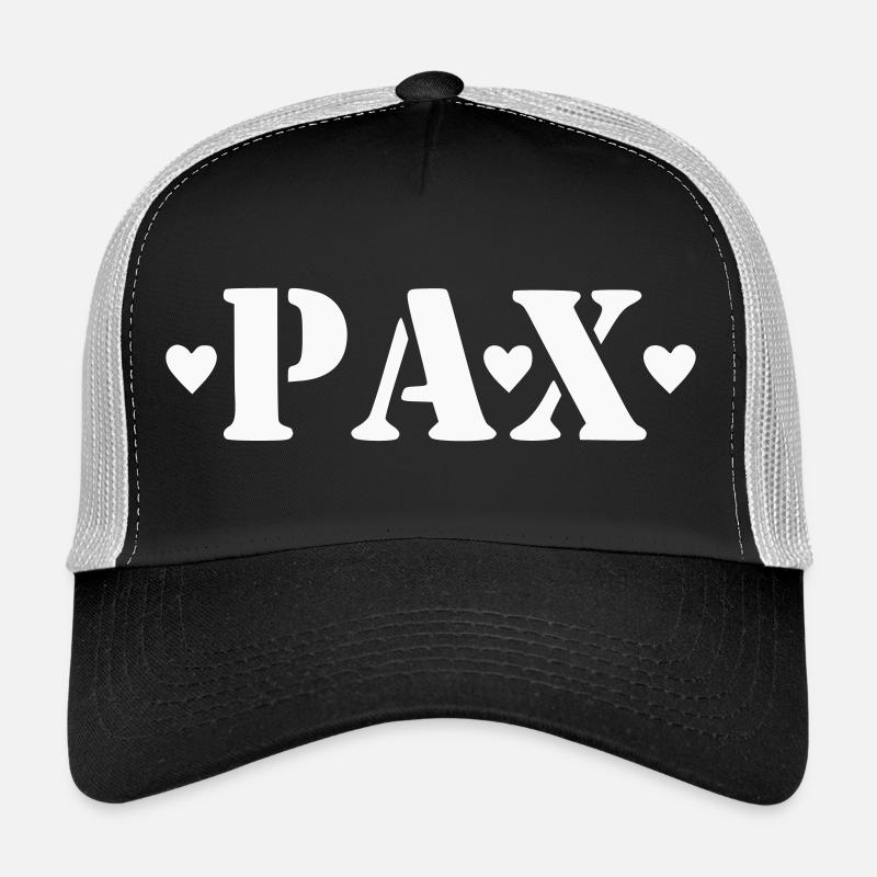 Pax - Paix - Slogan avec des cœurs Casquette trucker 