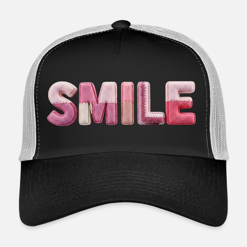 Tendance en patchwork de lettrage de sourire moelleux Casquette trucker 