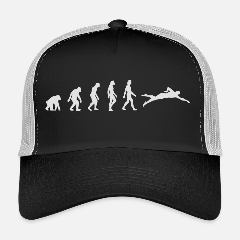 Die Evolution des Schwimmens - Trucker Cap - Schwarz/Steingrau