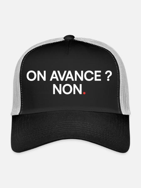 On avance non humour réunion bureau - Casquette trucker  - noir/gris pierre - Devant