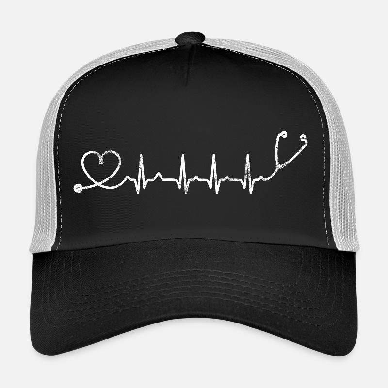 Puls-Herzschlag-Stethoskop - Trucker Cap - Schwarz/Steingrau