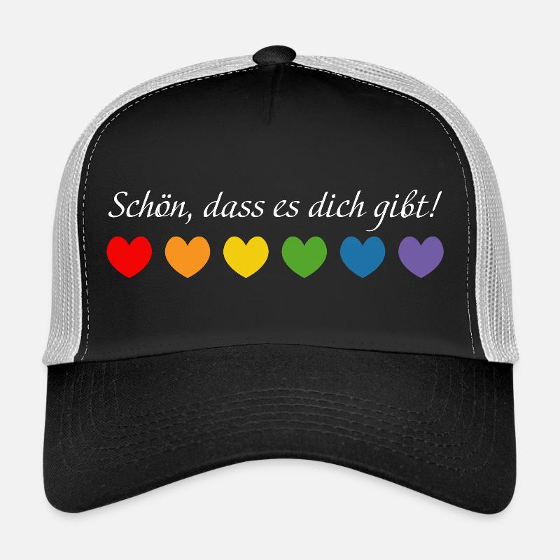 Regenbogenherzchen schoen dass es dich gibt white - Trucker Cap - Schwarz/Steingrau