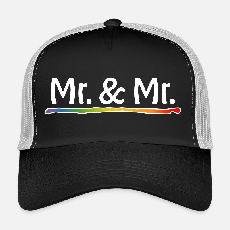 Regenbogen Mr and Mr schwule Hochzeit Trucker Cap
