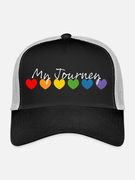 Cœur arc-en-ciel mon voyage blanc - Casquette trucker  - noir/gris pierre - Devant