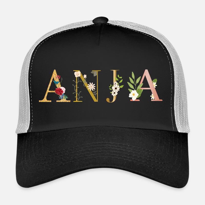 ANJA Name mit Blumen geschmückt Trucker Cap