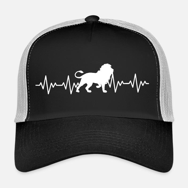 Löwe EKG Herzschlag - Trucker Cap - Schwarz/Steingrau
