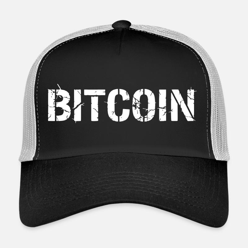 Bitcoin Text Lettering Grunge Vector Trucker Cap