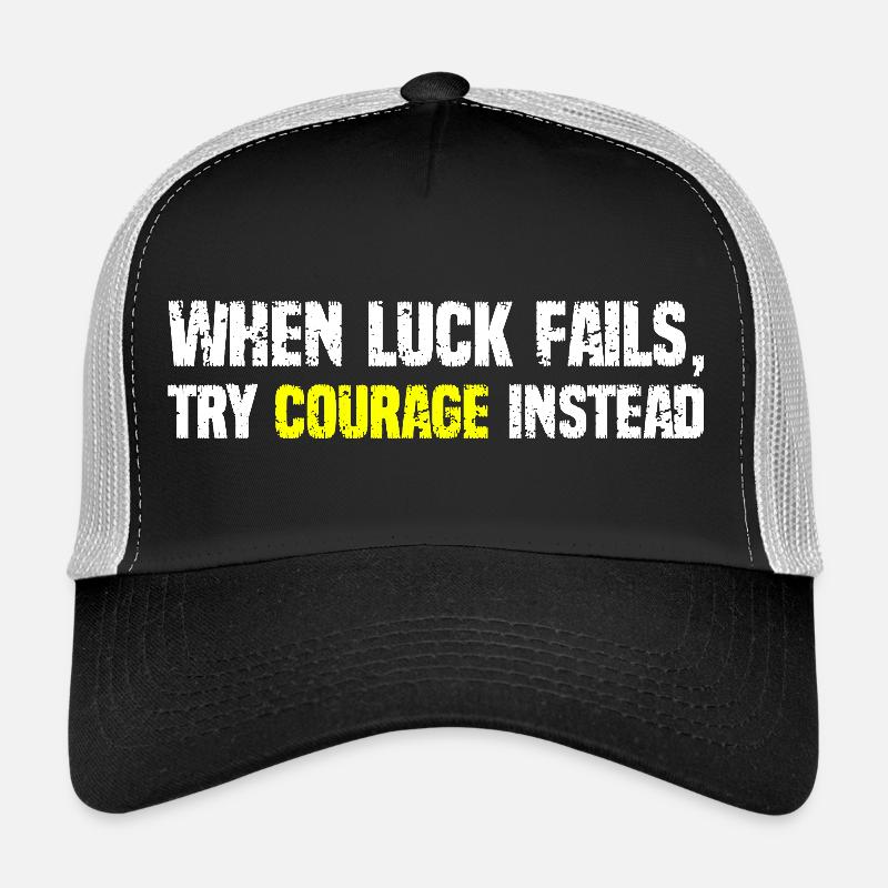 Courage Over Luck Typography Trucker Cap