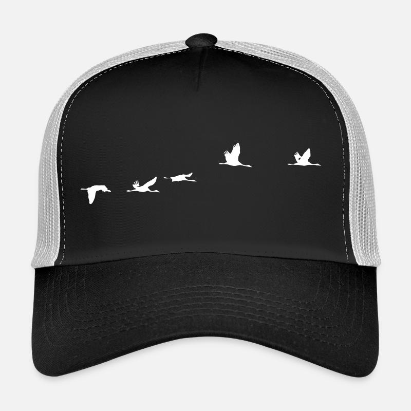 Oiseaux migrateurs blanc grue - Casquette trucker  - noir/gris pierre